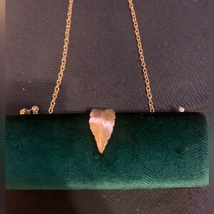 Vintage green gold leaf with chain crossbody or clutch bag no name